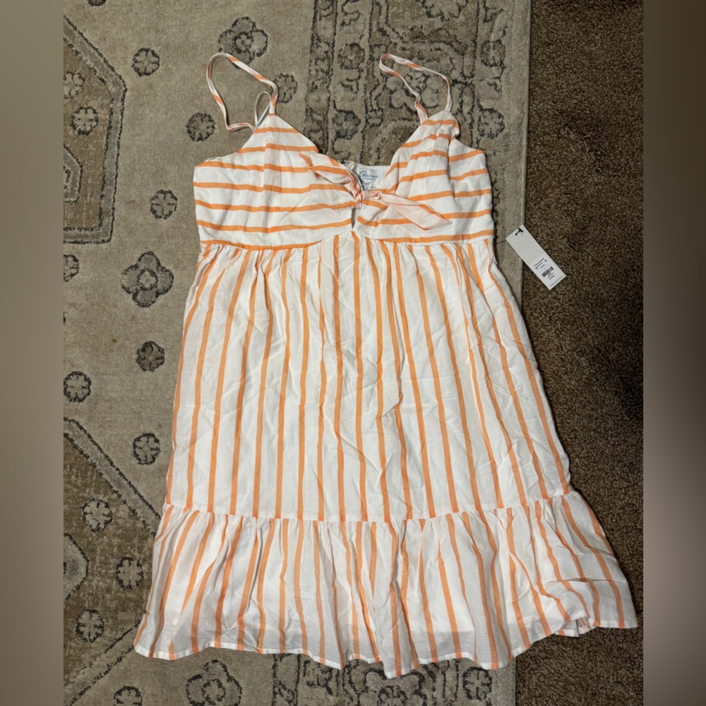 Blue Rain Orange and White Striped Dress